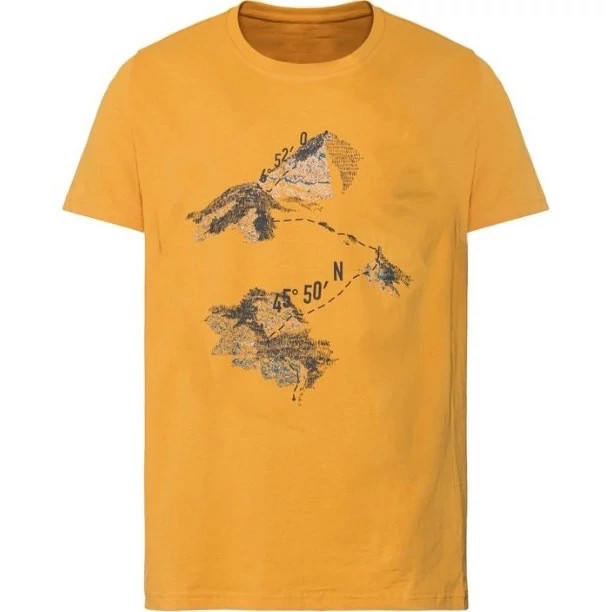 تیشرت مردانه نخی/برند راک تریل/رنگ خردلی/جنس پلی آمید و الاستان/خنک و سبک