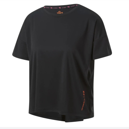 خرید تیشرت ورزشی زنانه/برند کریویت/ رنگ مشکی/جنس پلی استر و اسپندکس/ضد تعریق و ضد بود