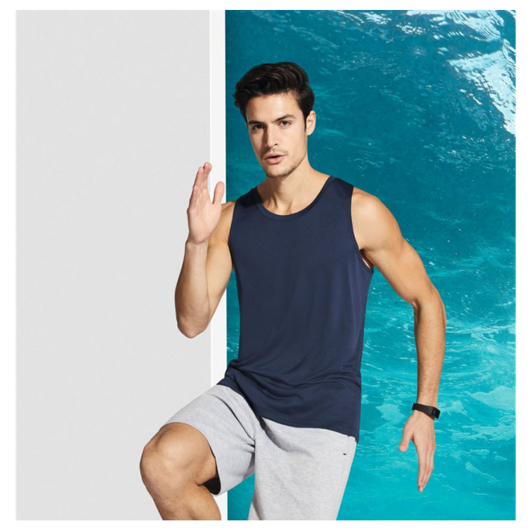 خرید رکابی ورزشی مردانه/برند کریویت/رنگ سورمه ای/جنس پلی استر/تنفس پذیر و خشک شونده سریع نمای تنخور | صبامی