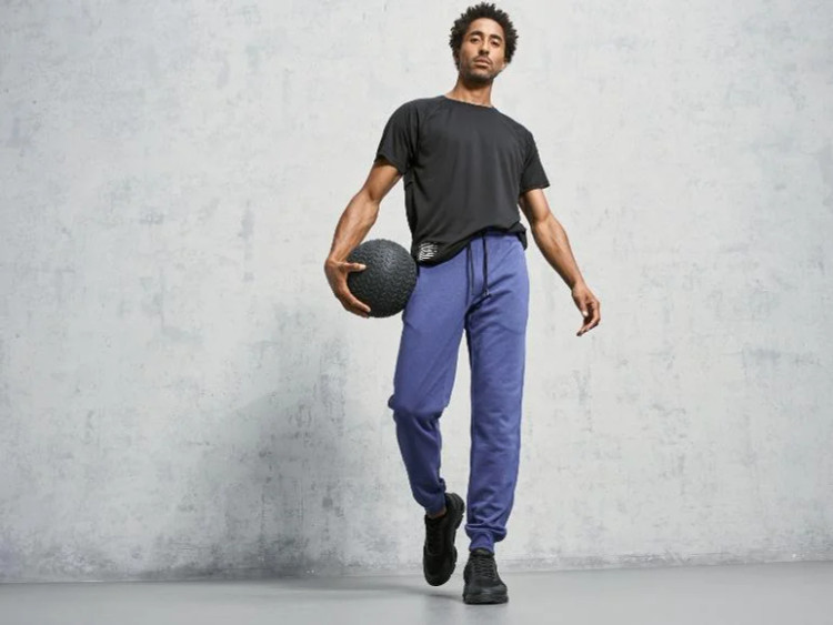 اسلش مردانه کریویت Crivit رنگ سورمهای روشن، شلوار راحتی و ورزشی گرم با پارچه پشمی و الیاف نرم نمای کامل | صبامی