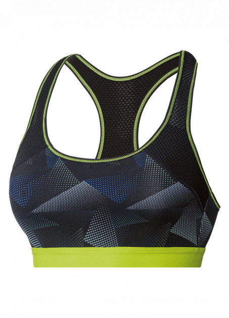 خرید نیمتنه ورزشی زنانه کریویت سبز فسفری با پد داخلی ثابت و طراحی پشت ضربدری