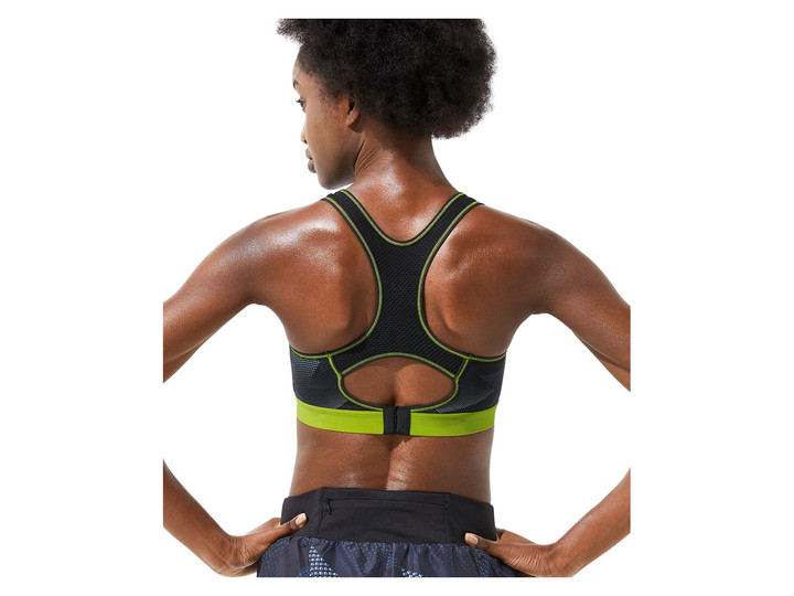 خرید نیمتنه ورزشی زنانه کریویت سبز فسفری با پد داخلی ثابت و طراحی پشت ضربدری