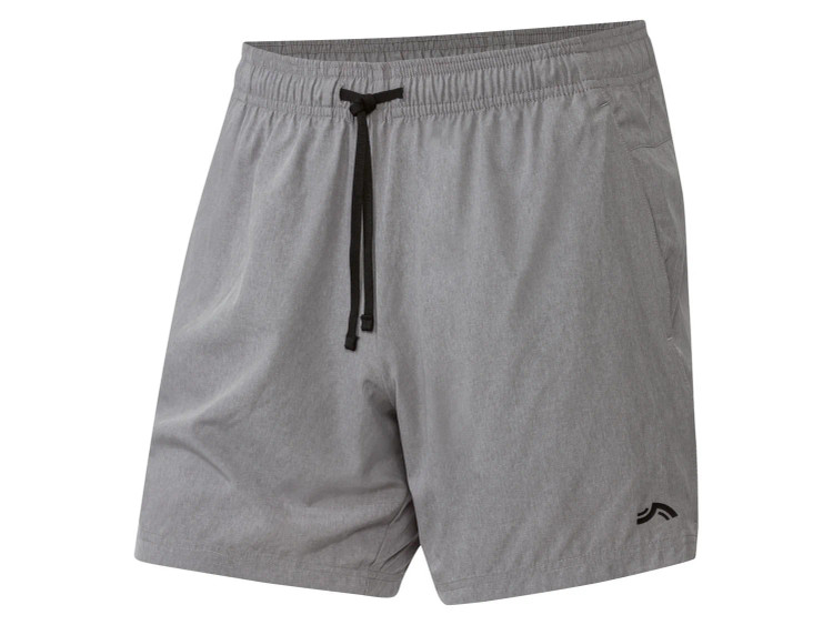 خرید شلوارک ورزشی مردانه طوسی برند Crivit آلمان با جیب زیپی، نوار شبنما و پارچه سبک پلیاستر