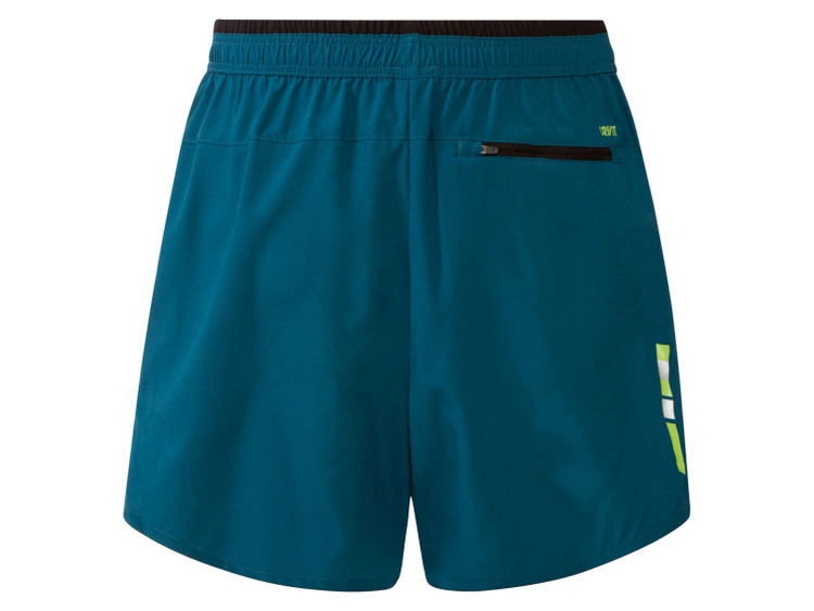 خرید شلوارک ورزشی مردانه سبز Crivit آلمان با نوار شبنما و جیب زیپی پشتی نمای پشت | صبامی