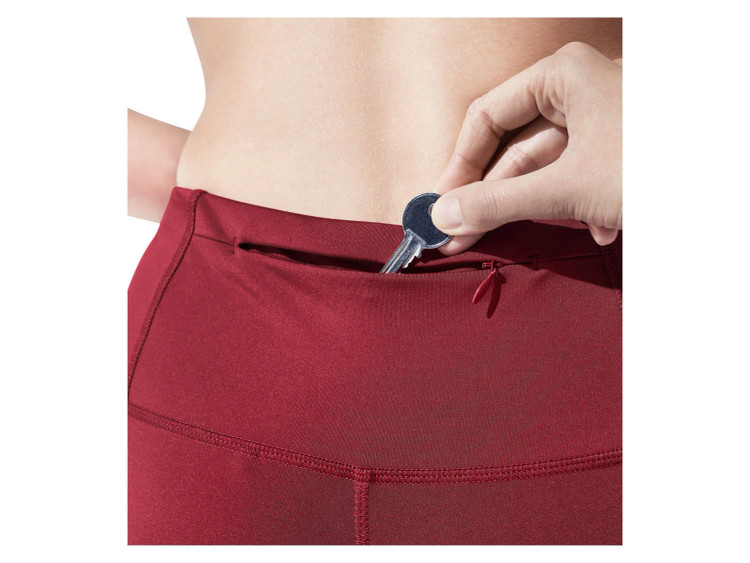 لگ ورزشی زنانه/برند کریویت/رنگ زرشکی/جنس پلی استر و الاستان/ تنفس پذیر و خشک شونده سریع نمای جیب