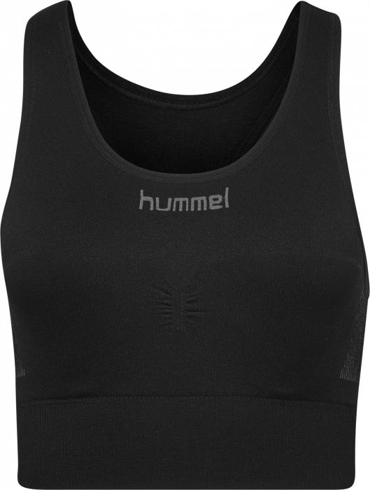 خرید نیمتنه ورزشی بدوندرز زنانه Hummel رنگ مشکی با طراحی تنفسپذیر و فشردهسازی مناسب تمرینات حرفهای نمای جلو | صبامی