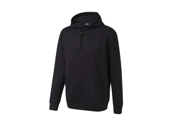 خرید هودی مردانه Crivit مشکی با پارچه تریکوی ضخیم و جیب کانگرو، کلاه با بند قابل تنظیم، مناسب استفاده روزمره و ورزش سبک | صبامی