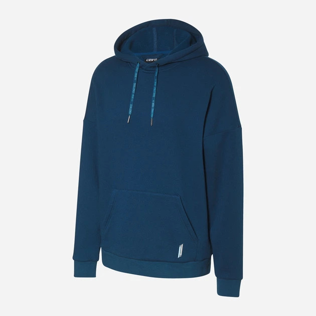 خرید هودی مردانه آبی نفتی برند کریویت مدل زمستانی با کلاه و جیب کانگورویی | صبامی