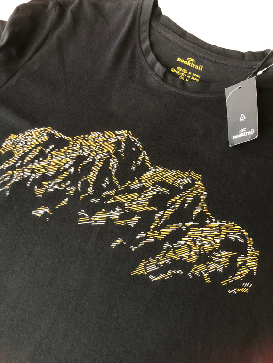 خرید تیشرت مردانه مشکی برند راک تریل جنس نخ و پلی استر نمای کامل | صبامی