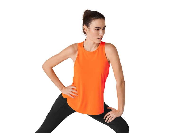 خرید تاپ زنانه ورزشی کریویت نارنجی پلی استر و الاستان نمای پشت | صبامی