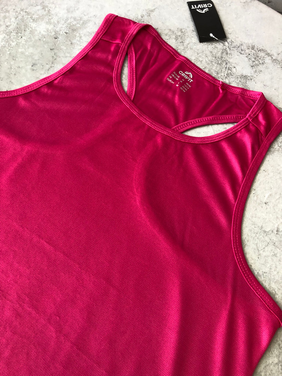 خرید تاپ زنانه ورزشی کریویت صورتی پلی استر و الاستان نمای یقه | صبامی