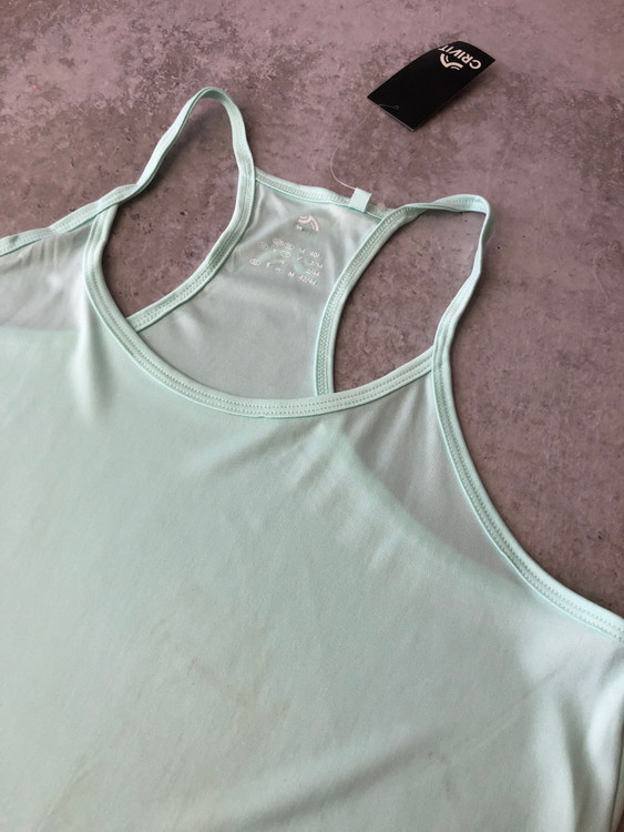 خرید تاپ زنانه ورزشی کریویت سبز روشن پلی استر و الاستان نمای یقه | صبامی