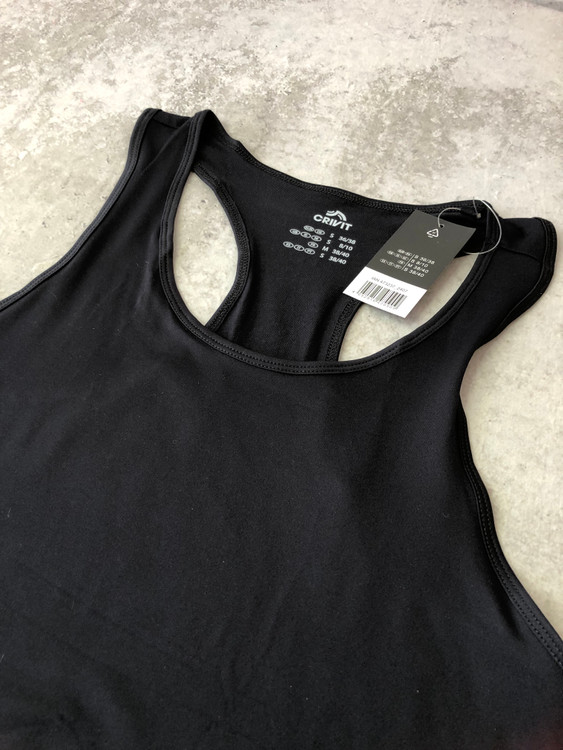 خرید تاپ زنانه ورزشی کریویت مشکی پلی استر و الاستان نمای یقه | صبامی