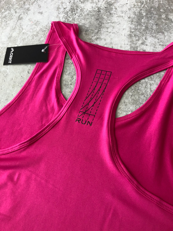 خرید تاپ زنانه ورزشی کریویت صورتی پلی استر و الاستان نمای پشت یقه | صبامی