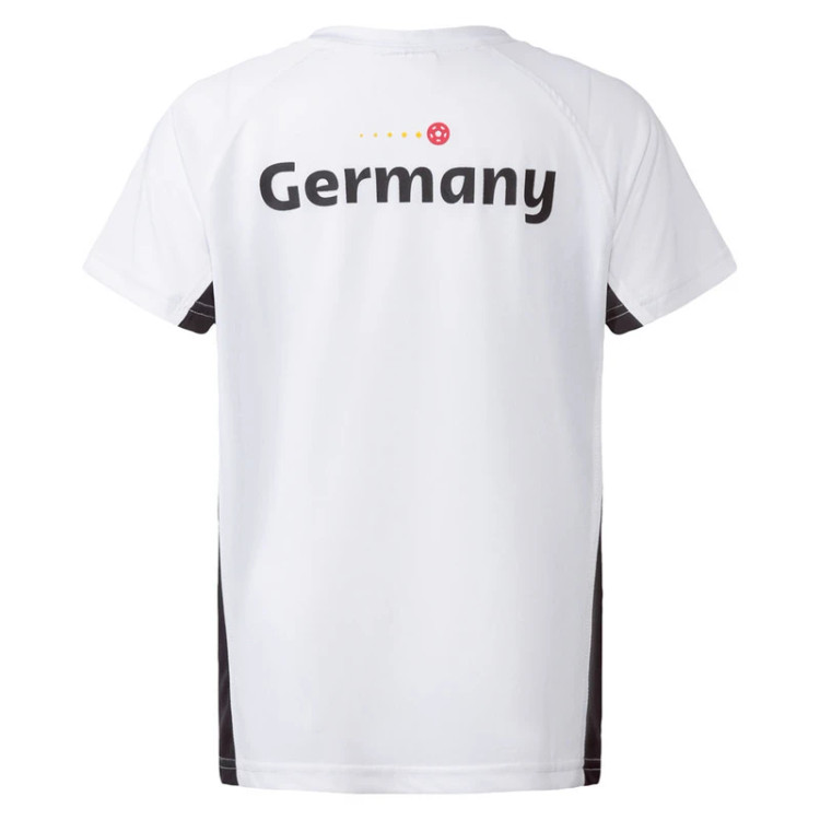 تیشرت ورزشی مردانه FIFA با طرح پرچم آلمان، رنگ سفید و مشکی، سبک و تنفسپذیر مناسب ورزش و تمرین روزانه/نمای پشت/صبامی