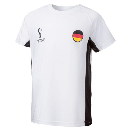 تیشرت ورزشی مردانه FIFA با طرح پرچم آلمان، رنگ سفید و مشکی، سبک و تنفسپذیر مناسب ورزش و تمرین روزانه/صبامی