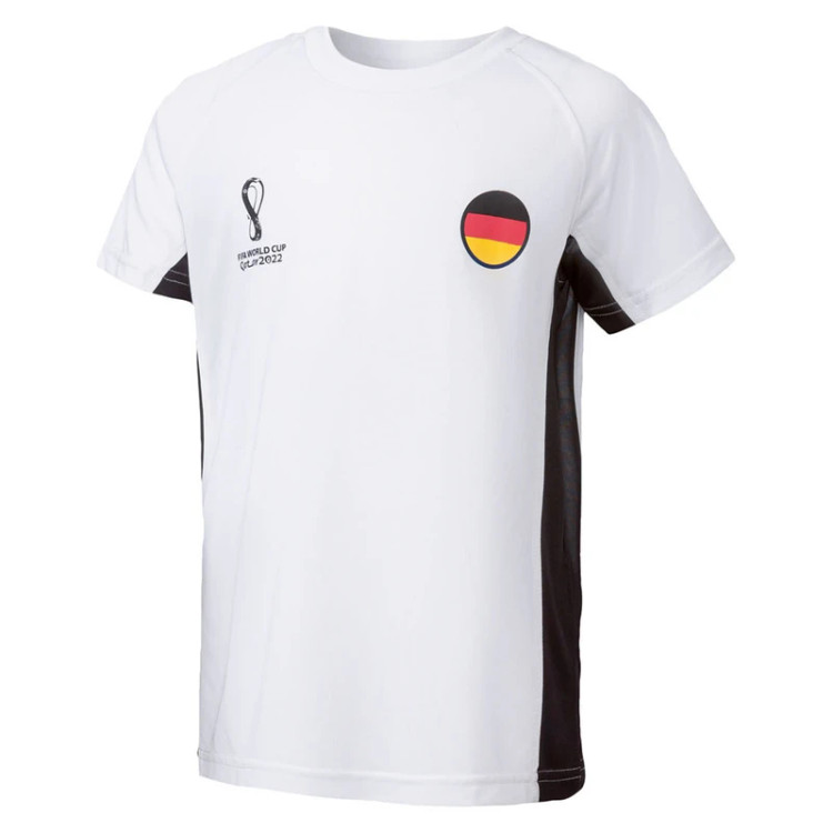تیشرت ورزشی مردانه FIFA با طرح پرچم آلمان، رنگ سفید و مشکی، سبک و تنفسپذیر مناسب ورزش و تمرین روزانه/صبامی