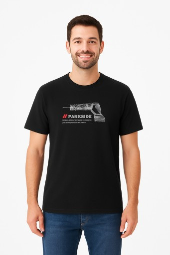 تیشرت مردانه نخی/برند پارکساید/رنگ مشکی/جنس نخی/خنک و سبک/نمای تنخور/صبامی