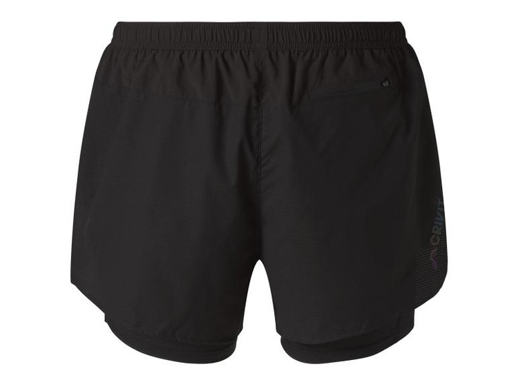 خرید شلوارک ورزشی مردانه کریویت (Crivit) آلمان – مشکی کشالهدار با آستر داخلی/نمای پشت/صبامی