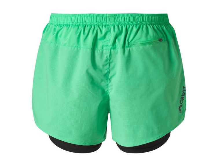 خرید شلوارک ورزشی مردانه کریویت (Crivit) آلمان – سبز کشالهدار با آستر داخلی/نمای پشت/صبامی