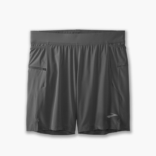 شورت رانینگ دو لایه مردانه طوسی برند Brooks مدل Sherpa 7 2-in-1 Short/صبامی